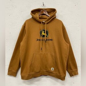 John Deere Construction Brown Embroidered Trademark Hoodie, Size XL
